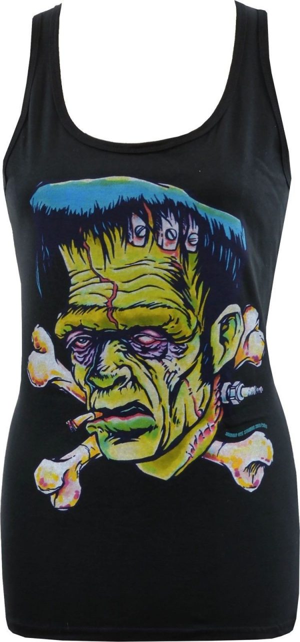 Johnny Ace Franken' Bones Ladies Black Tank Top