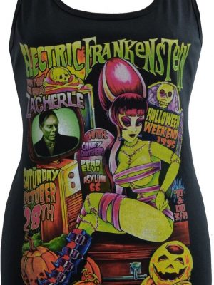 Johnny Ace Electric Frankenstein Ladies Black Tank Top