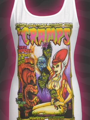 Johnny Ace The Cramps Tiki Ladies White Tank Top