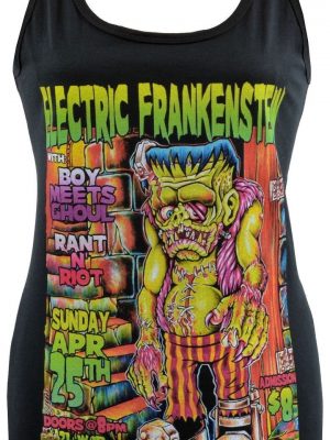 Johnny Ace Electric Frankenstein Ladies Black Tank Top