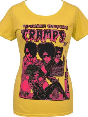 The Cramps Gig Flyer Yellow Ladies T-Shirt