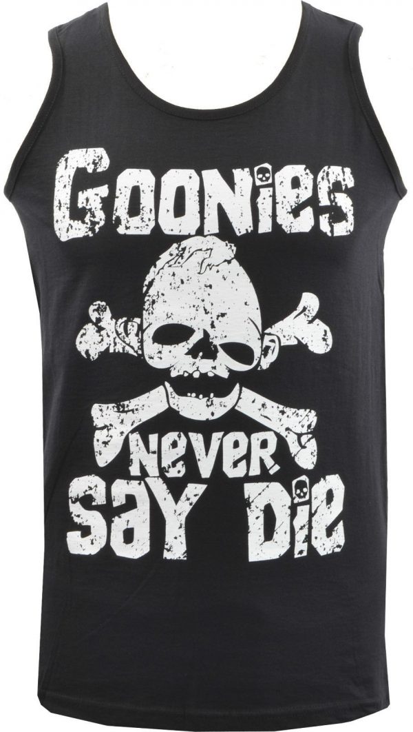 Goonies Never Say Die Mens Black Tank Top