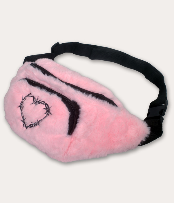 Pink Fluffy Barbed Wire Heart Bum Bag - Image 2