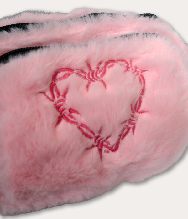 Baby Pink Fluffy Barbed Wire Heart Bum Bag - Image 2