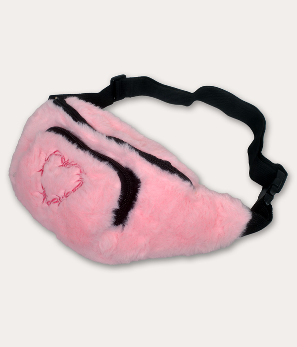 Baby Pink Fluffy Barbed Wire Heart Bum Bag - Image 3