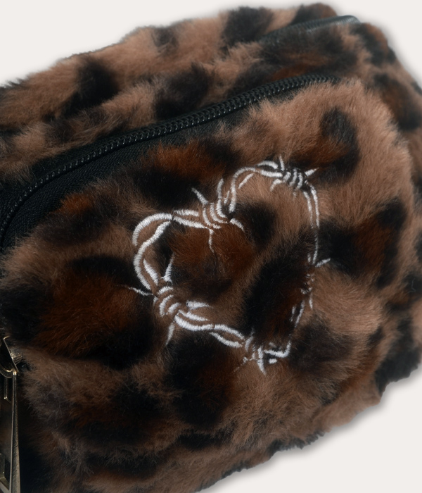 Leopard Print Fluffy Barbed Wire Heart Bum Bag - Image 2