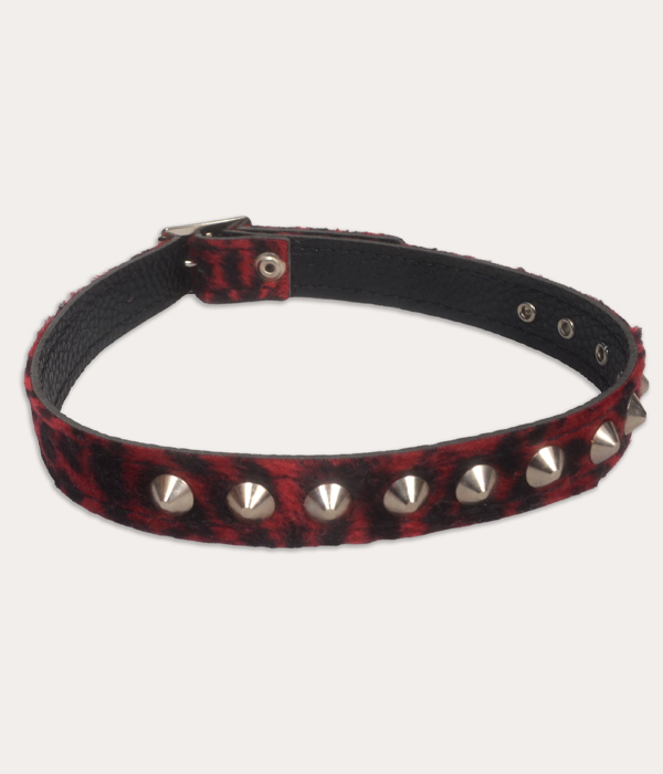 Blood Red Leopard print Studded Collar - Image 2
