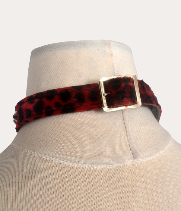 Blood Red Leopard print Studded Collar - Image 3