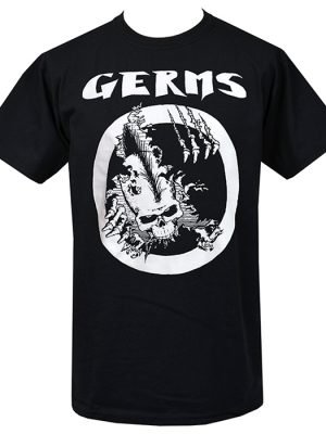 Black Germs men’s punk T-shirt with white skull artwork inside circle graphic.