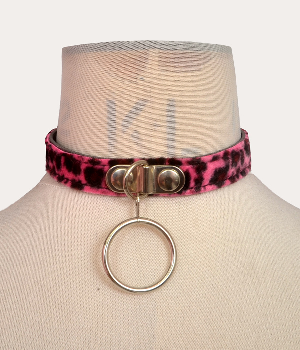 Hot Pink Leopard print O-Ring Collar - Image 2