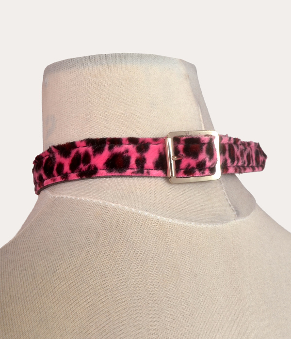 Hot Pink Leopard print O-Ring Collar - Image 3
