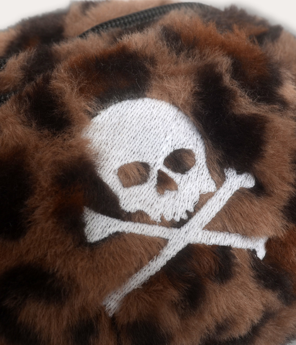 Furry Leopard print Skull & Crossbones Bum Bag - Image 2