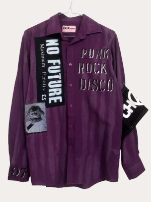 Men’s one-off Seditionaries reproduction shirt in purple with No Future and Punk Rock Disco graphics