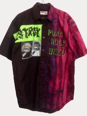 Men’s one-off Seditionaries reproduction shirt in black and magenta with Destroy and Punk Rock Disco graphics