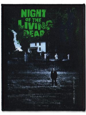 Night of the Living Dead sew-on horror patch based on the Japanese release poster, with dark zombie imagery and green title lettering.