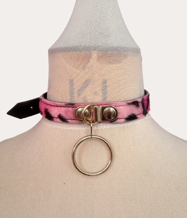 Pink Leopard print O-Ring Collar - Image 2