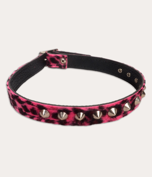 Studded Pink Leopard print Collar - Image 2