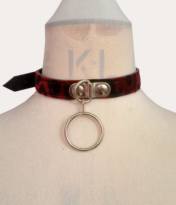 Red Leopard print O-Ring Collar - Image 2