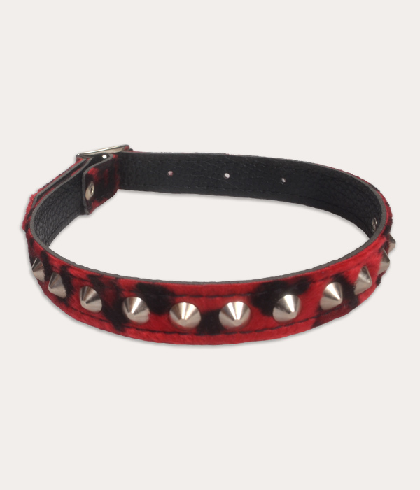 Studded Red Leopard print Collar - Image 2