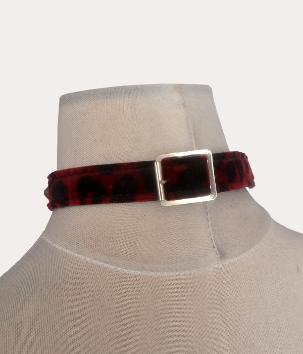 Studded Red Leopard print Collar - Image 3
