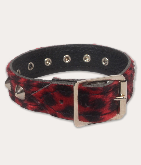 Red Leopard print Studded Wrist Cuff - Image 2