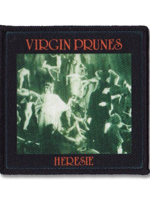 Virgin Prunes Heresie sew-on patch with eerie green and black design.