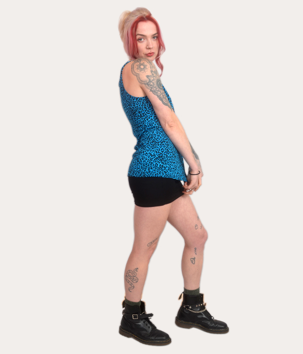 Women's Blue Leopard print Tank Top - Image 3