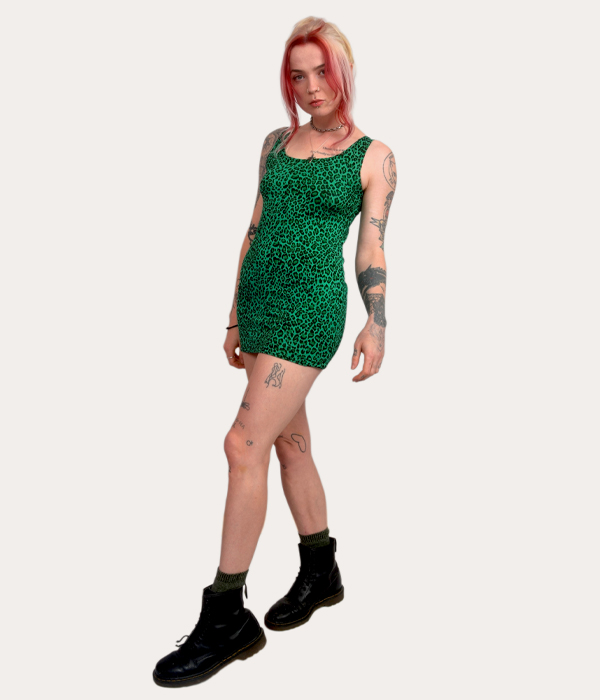 Women's Green Leopard Mini Dress - Image 3