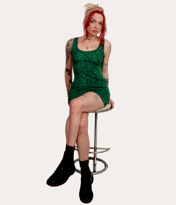 Women's Green Leopard Mini Dress - Image 4