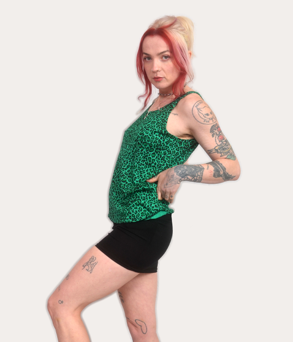 Women's Green Leopard print Tank Top - Image 4