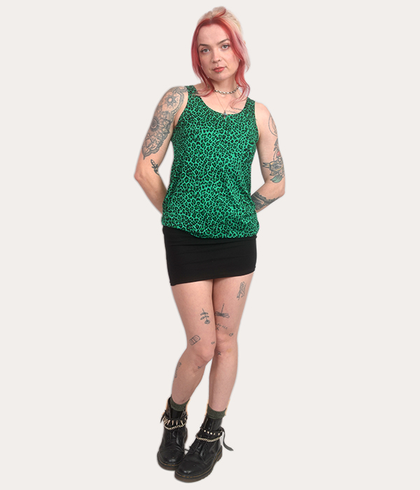 Women's Green Leopard print Tank Top - Image 2