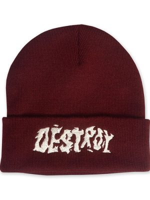 Destroy Burgundy Beanie Hat