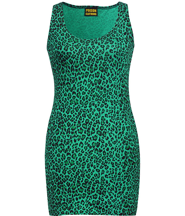 Women's Green Leopard Mini Dress - Image 2