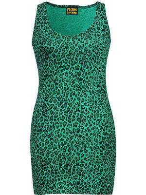 Green leopard mini dress