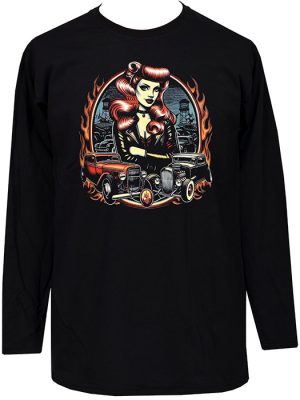 Men's Rockabilly Pin-up Long Sleeve Top