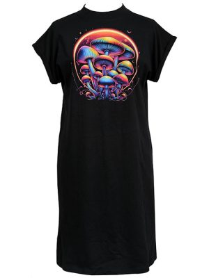 Women's Psychedelic Mushroom T-shirt Dress
