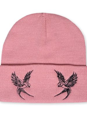 Rockabilly Swallows Pink Beanie Hat