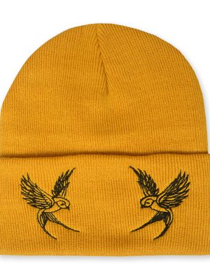 Rockabilly Swallows Mustard Beanie Hat